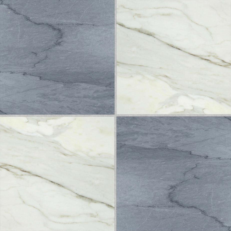 12x12 Checkerboard Tile - Bardiglio Imperiale & Calacatta Gold Honed Marble 12x12 Checkerboard Tile - Bardiglio Imperiale & Calacatta Gold Honed Marble - American Tile Depot
