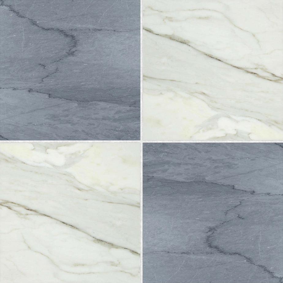 12x12 Checkerboard Tile - Bardiglio Imperiale & Calacatta Gold Honed Marble 12x12 Checkerboard Tile - Bardiglio Imperiale & Calacatta Gold Honed Marble - American Tile Depot