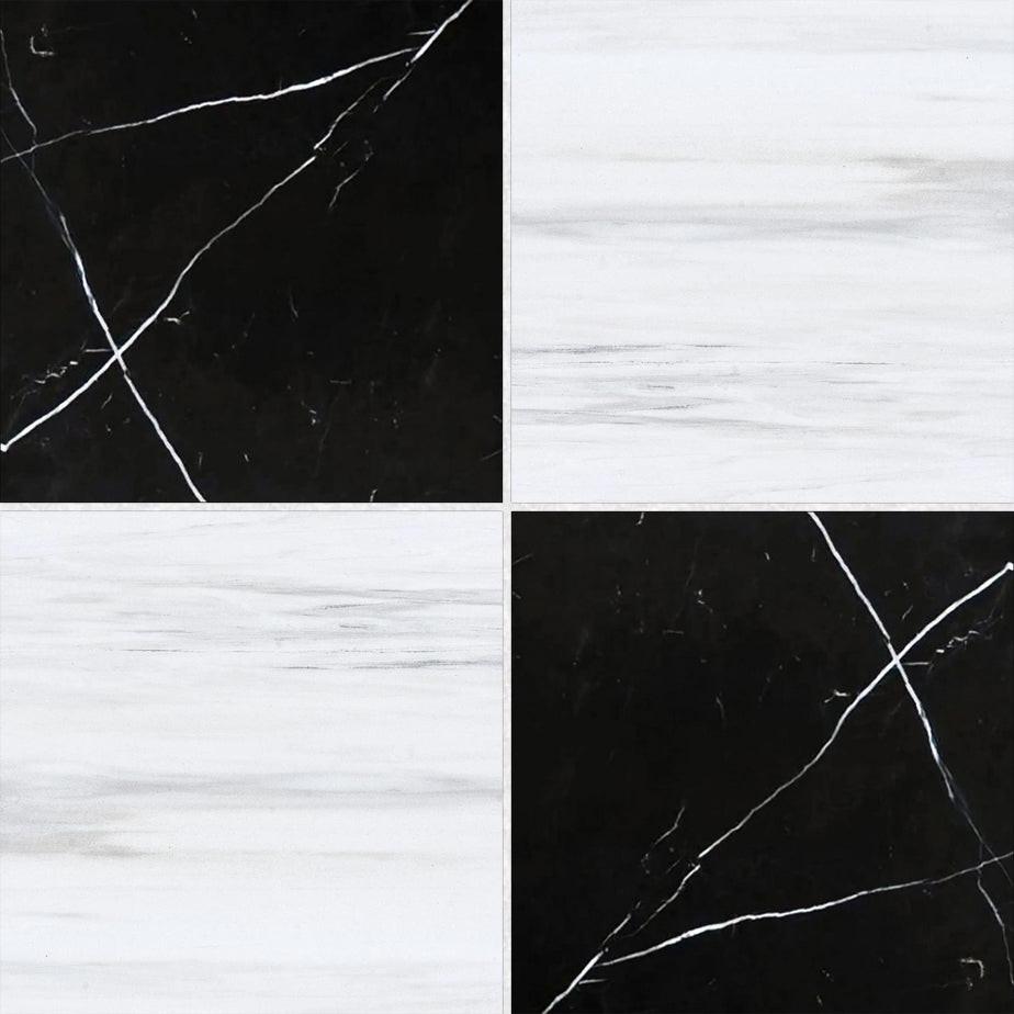 12x12 Checkerboard Tile - Black Marquina & Bianco Dolomite Polished Marble 12x12 Checkerboard Tile - Black Marquina & Bianco Dolomite Polished Marble - American Tile Depot