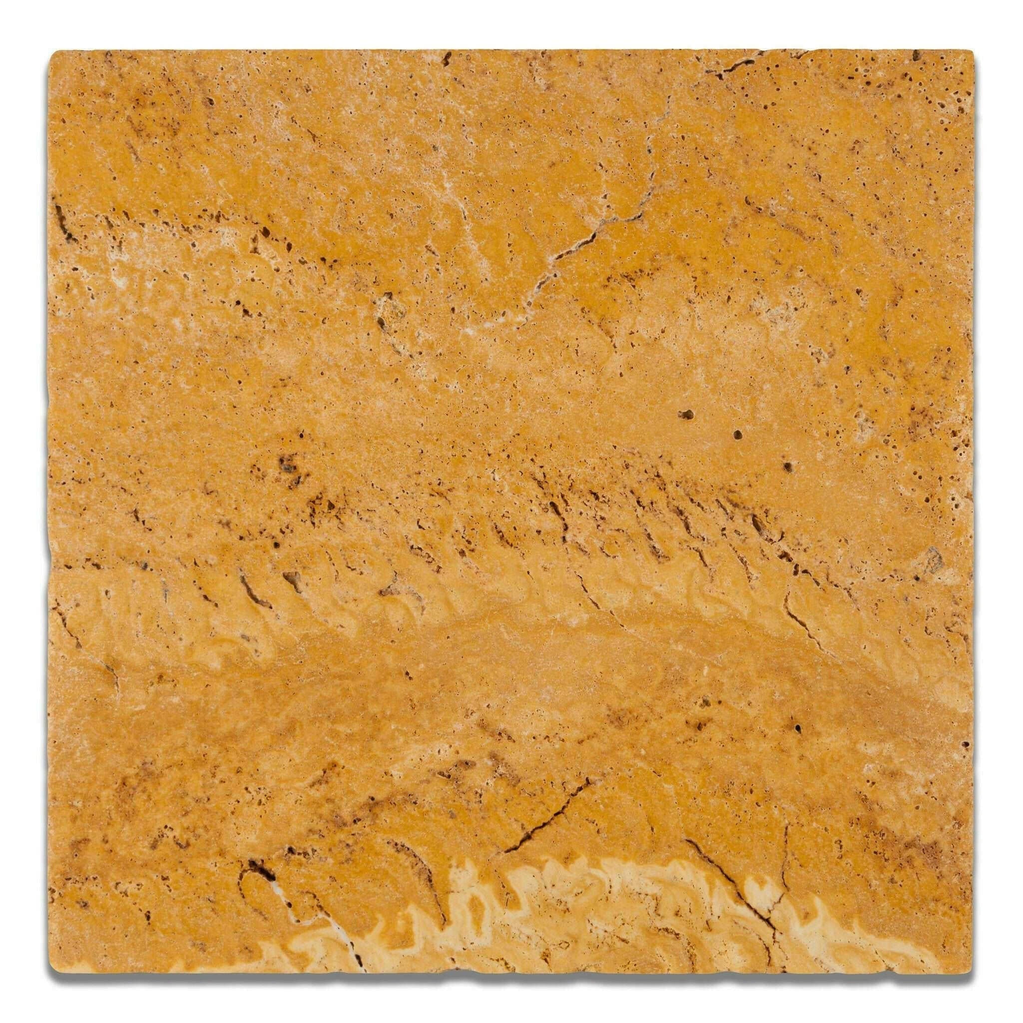 12x12 Gold / Yellow Travertine Tumbled Tile - Default Title - American ...