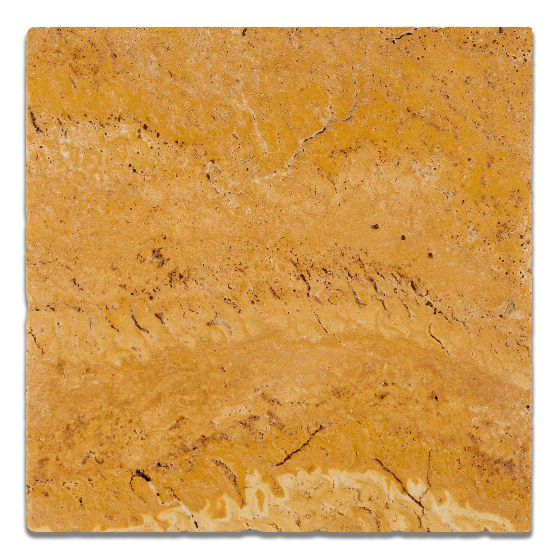 12x12 Gold / Yellow Travertine Tumbled Tile - American Tile Depot
