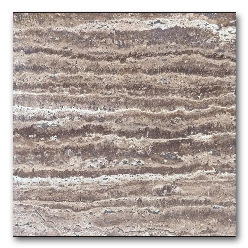12x12 Noce Exotic Travertine (Vein-Cut) Unfilled & Brushed Tile 12x12 Noce Exotic Travertine (Vein-Cut) Unfilled & Brushed Tile - American Tile Depot
