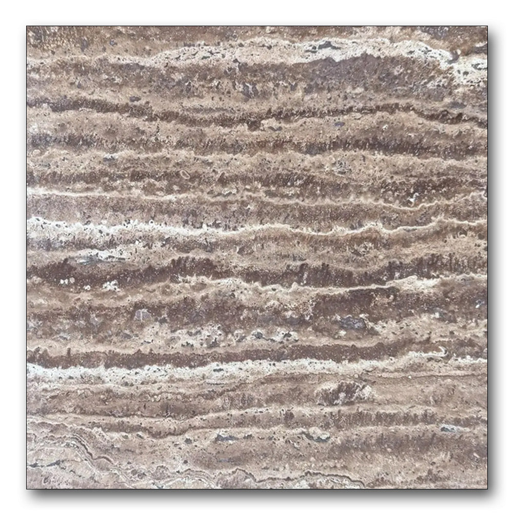 12x12 Noce Exotic Travertine (Vein-Cut) Unfilled & Brushed Tile