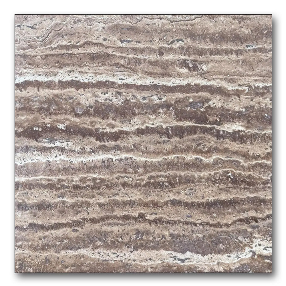 12x12 Noce Exotic Travertine (Vein-Cut) Unfilled & Brushed Tile