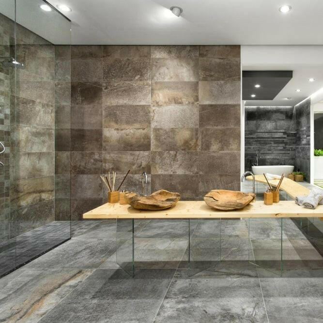 12x24 Ascendra Noce Travertine Look Matte Porcelain Tile 12x24 Ascendra Noce Travertine Look Matte Porcelain Tile - American Tile Depot