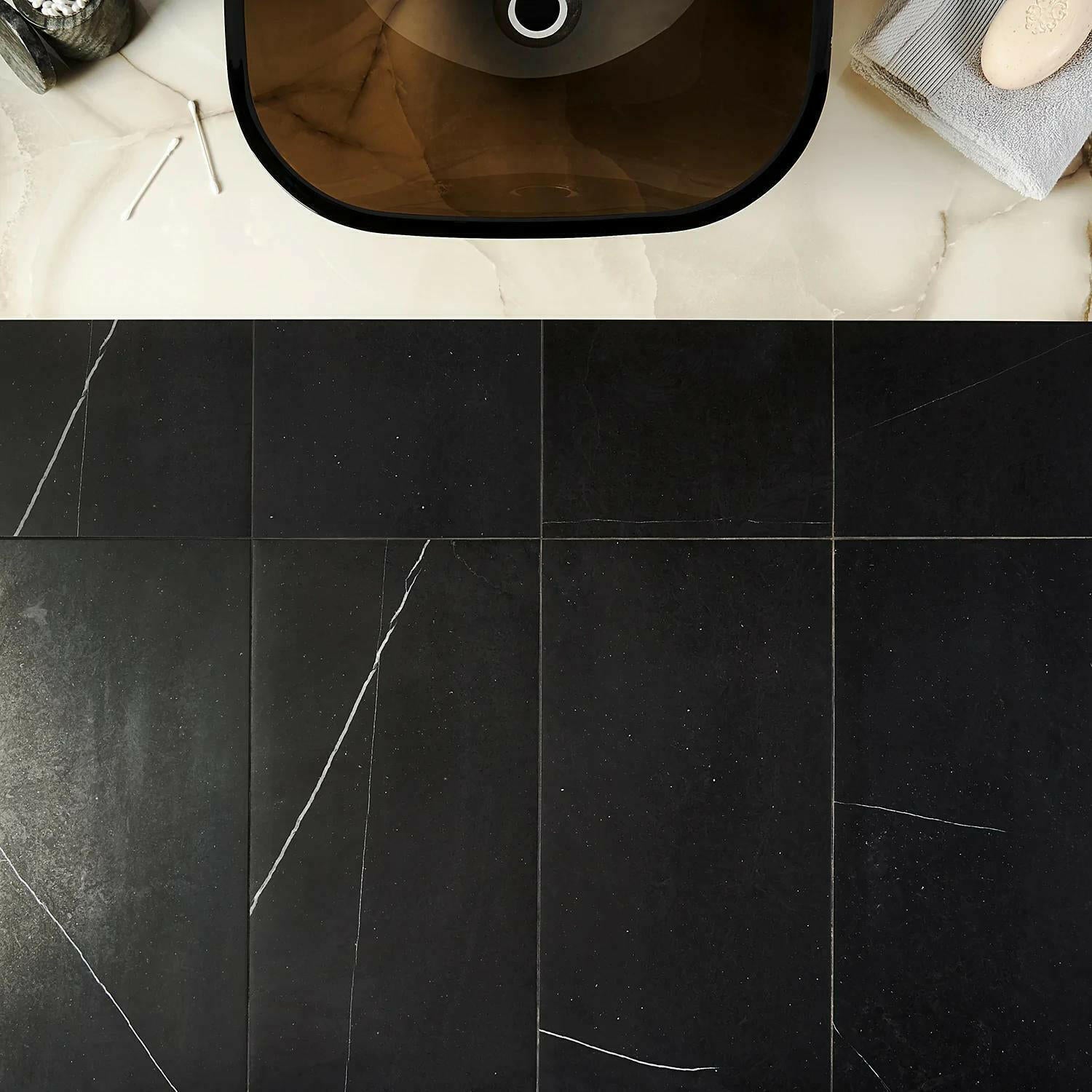 12x24 Black Marquina Marble Polished Tile 12x24 Black Marquina Marble Polished Tile - American Tile Depot