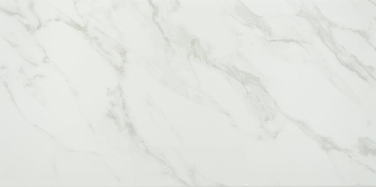 12x24 Carrara White Polished Marble Look Ceramic Tile - American Tile Depot