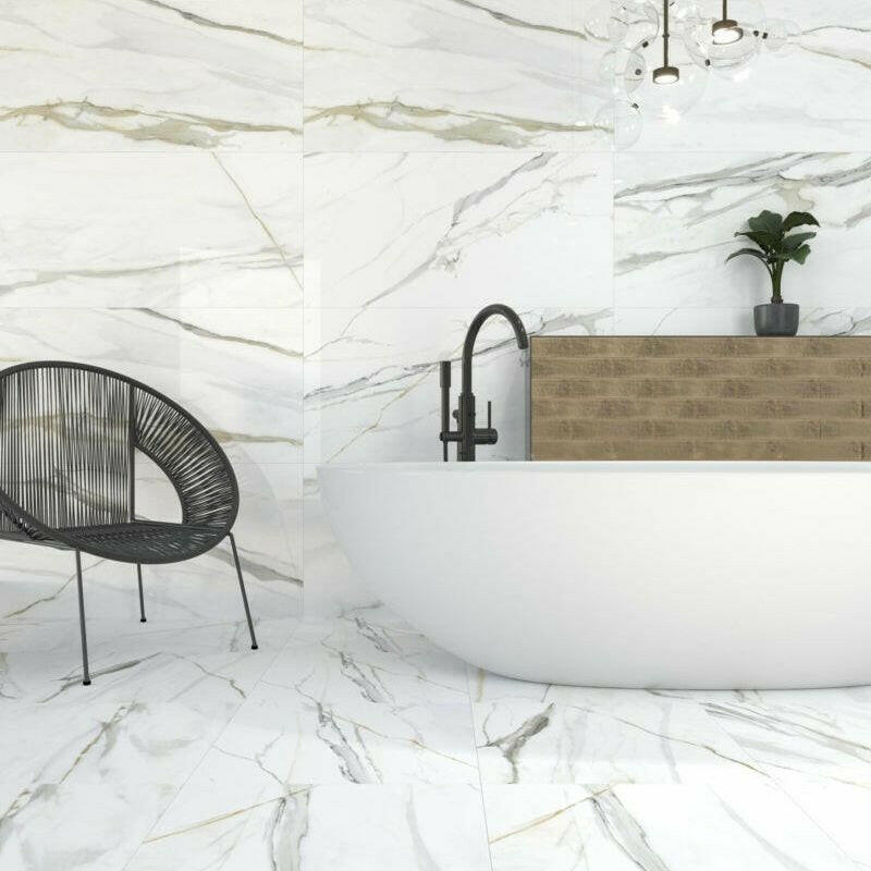 12x24 Emporio Calacatta Matte Marble Look Porcelain Tile 12x24 Emporio Calacatta Matte Marble Look Porcelain Tile - American Tile Depot