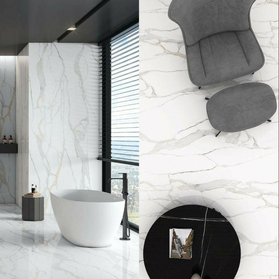 12x24 Emporio Calacatta Polished Marble Look Porcelain Tile 12x24 Emporio Calacatta Polished Marble Look Porcelain Tile - American Tile Depot