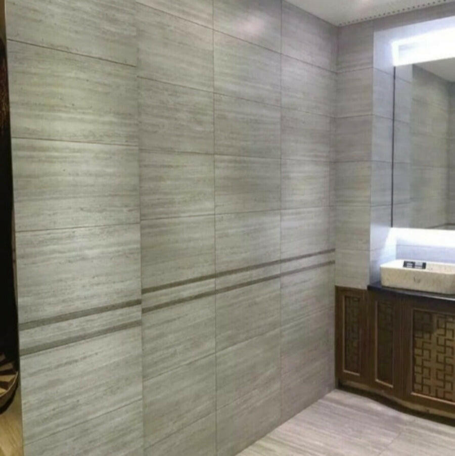 12x24 Fluvora Silver Lappato Semi-polished Travertine Look Porcelain Tile 12x24 Fluvora Silver Lappato Semi-polished Travertine Look Porcelain Tile - American Tile Depot