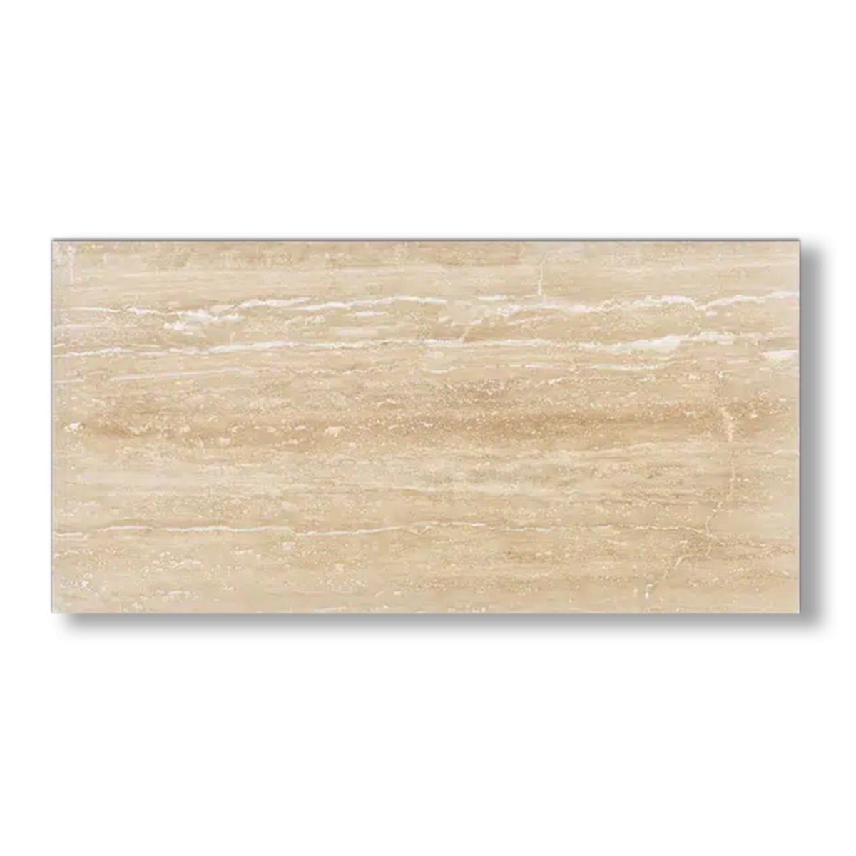 12x24 Ivory Travertine Vein Cut Filled & Polished Tile - American Tile Depot