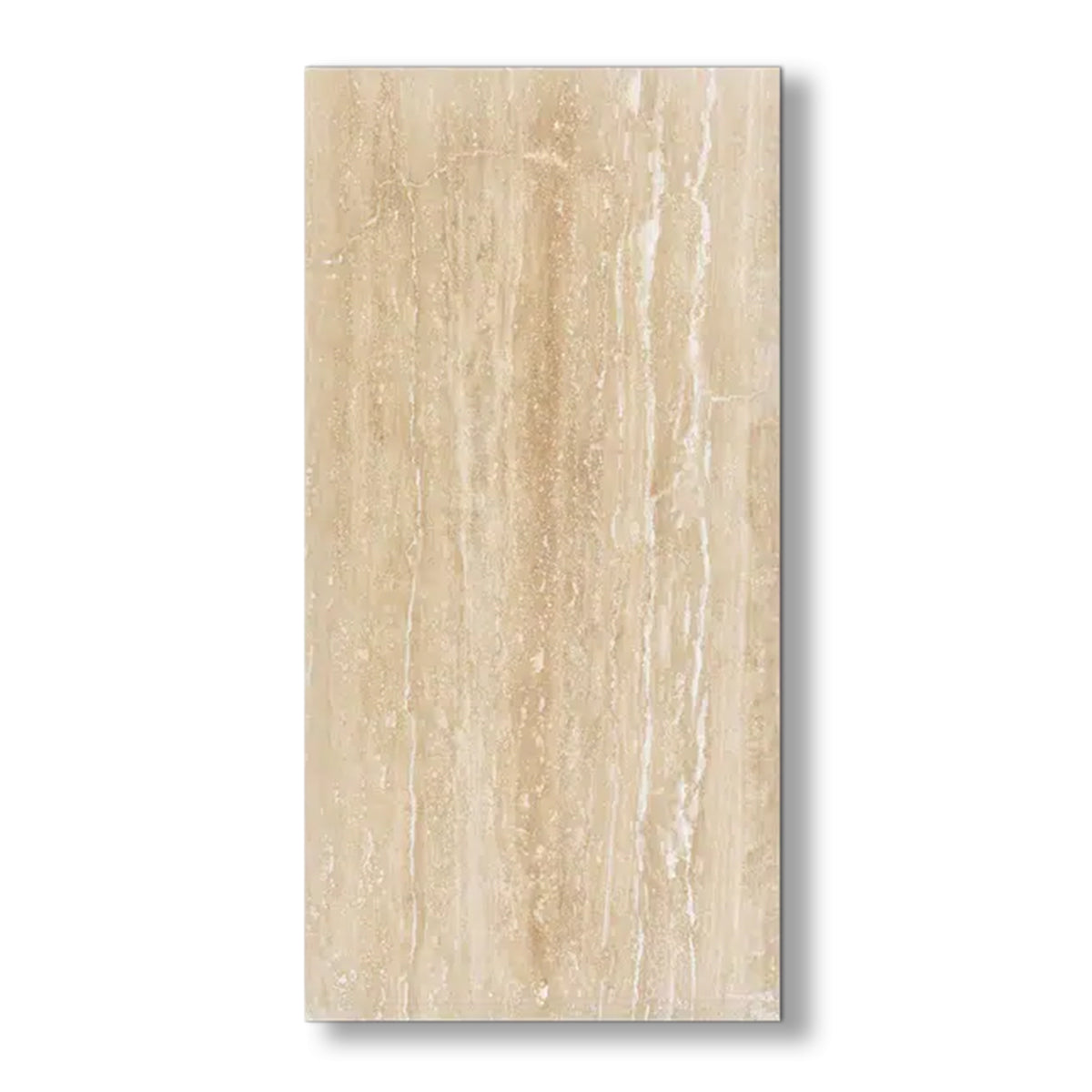 12x24 Ivory Travertine Vein Cut Filled & Polished Tile - American Tile Depot