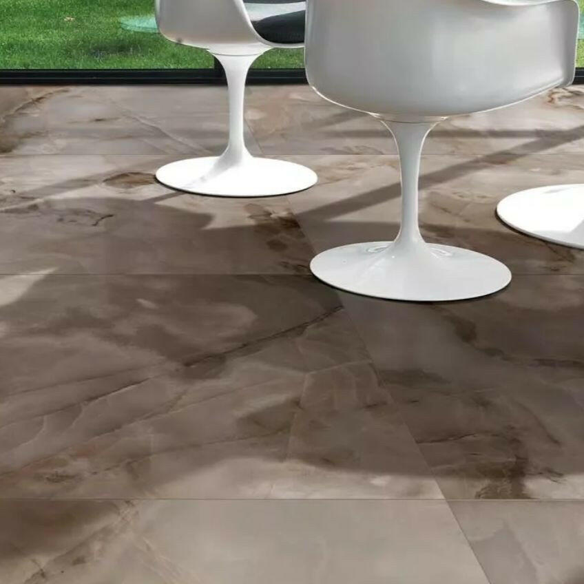 12x24 Maroona Choco Glossy Onyx Look Porcelain Tile 12x24 Maroona Choco Glossy Onyx Look Porcelain Tile - American Tile Depot