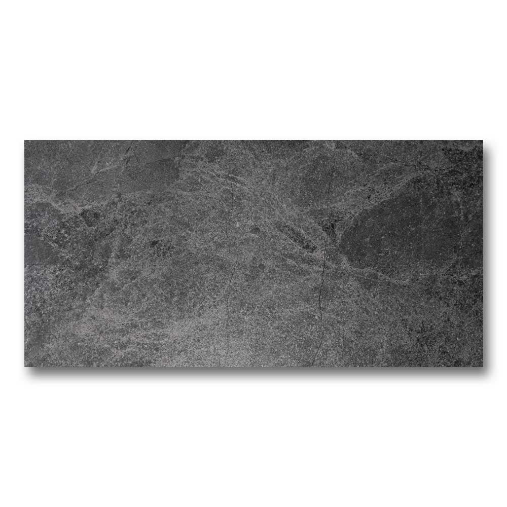12x24 True Soft Black Matte Stone Look Porcelain Tile