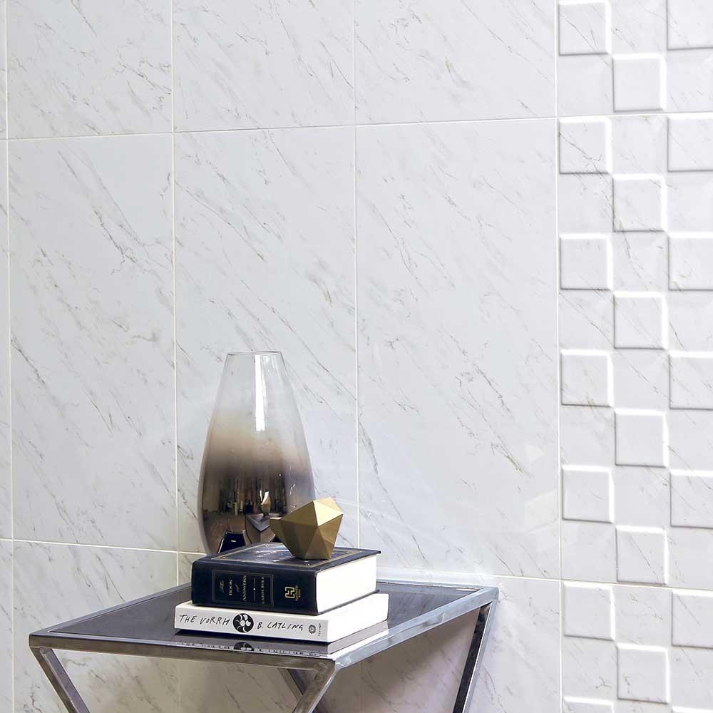 12x24 Minuet Bianco Polished Marble Look Ceramic Tile 12x24 Minuet Bianco Polished Marble Look Ceramic Tile - American Tile Depot
