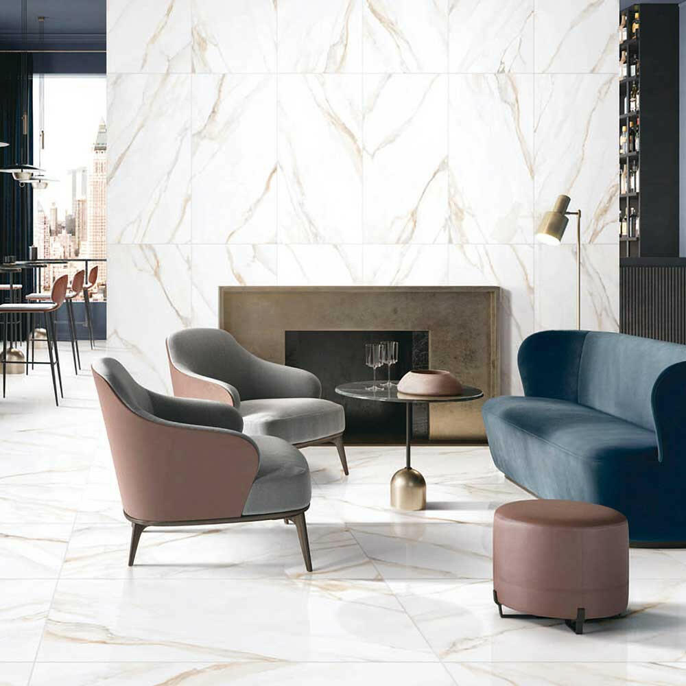 12x24 Nuvio Toscano Calacatta Borghini Marble Look Matte Porcelain Tile 12x24 Nuvio Toscano Calacatta Borghini Marble Look Matte Porcelain Tile - American Tile Depot