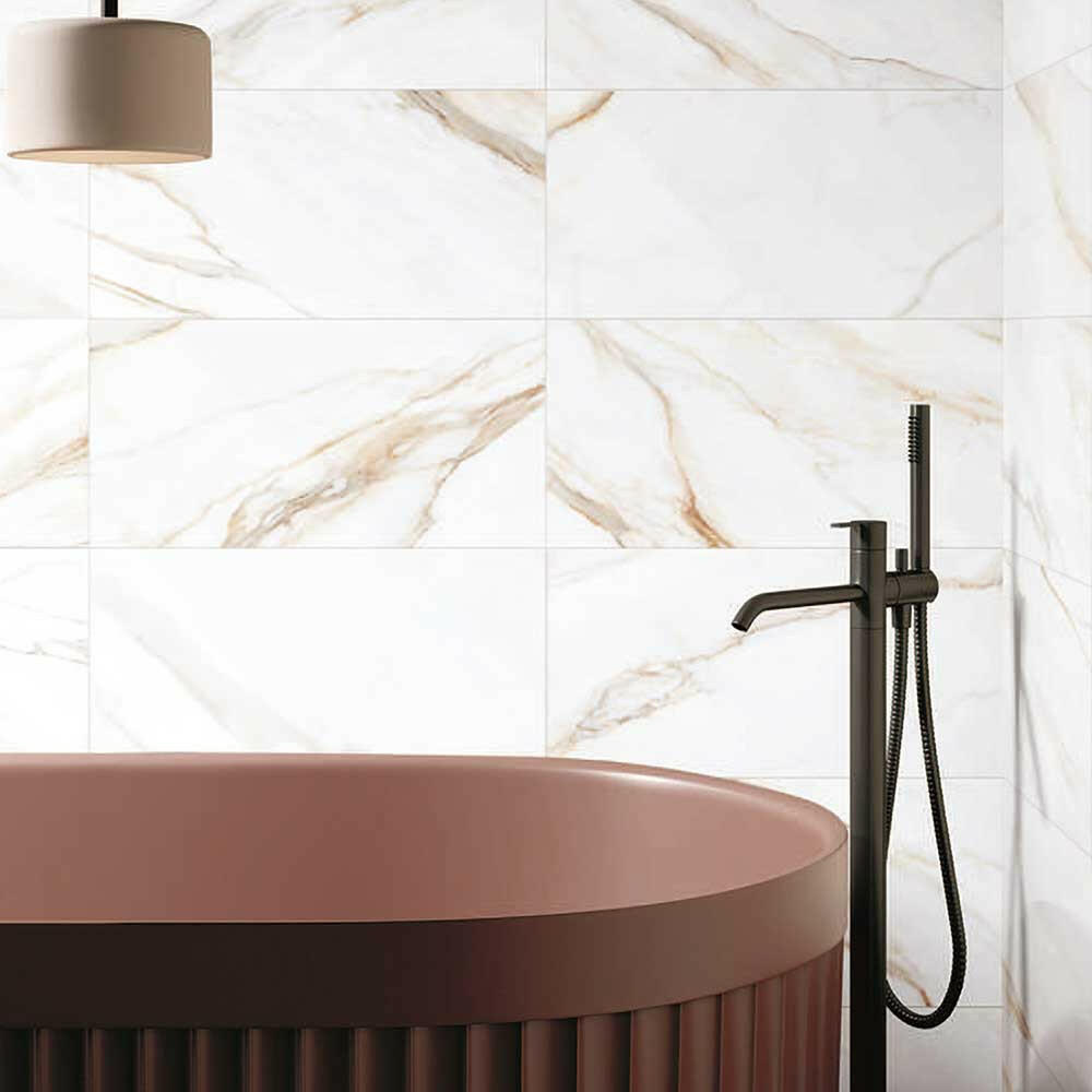 12x24 Nuvio Toscano Calacatta Borghini Marble Look Matte Porcelain Tile 12x24 Nuvio Toscano Calacatta Borghini Marble Look Matte Porcelain Tile - American Tile Depot