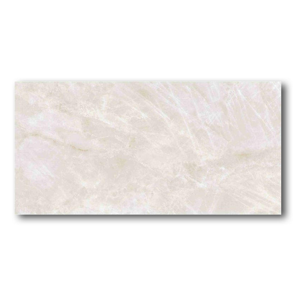 12x24 Pulvora Taj Mahal Cream Polished Stone Look Porcelain Tile