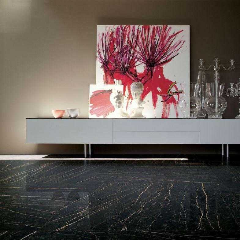 12x24 Oxvella Thunder Night Glossy Marble Look Porcelain Tile 12x24 Oxvella Thunder Night Glossy Marble Look Porcelain Tile - American Tile Depot