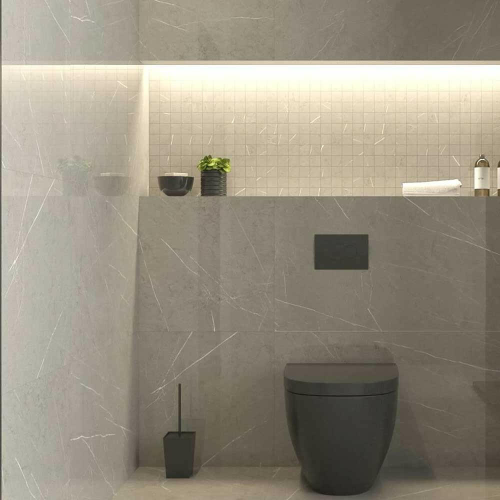 12x24 Pietra Smoke Limestone Look Glossy Porcelain Tile 12x24 Pietra Smoke Limestone Look Glossy Porcelain Tile - American Tile Depot