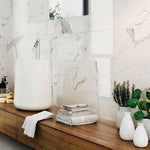 12x24 Solviera Statuario Glossy Marble Look Porcelain Tile 12x24 Solviera Statuario Glossy Marble Look Porcelain Tile - American Tile Depot