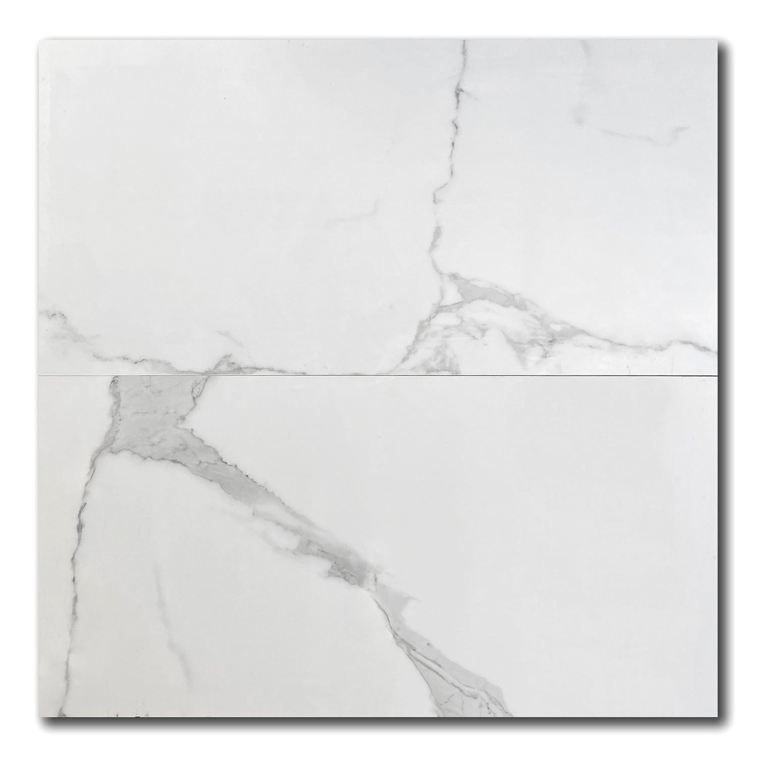 12x24 Statuario Paris Polished Marble Look Porcelain Tile 12x24 Statuario Paris Polished Marble Look Porcelain Tile - American Tile Depot