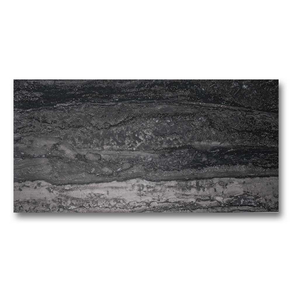 12x24 Travertine Black Matte Travertine Look Porcelain Tile
