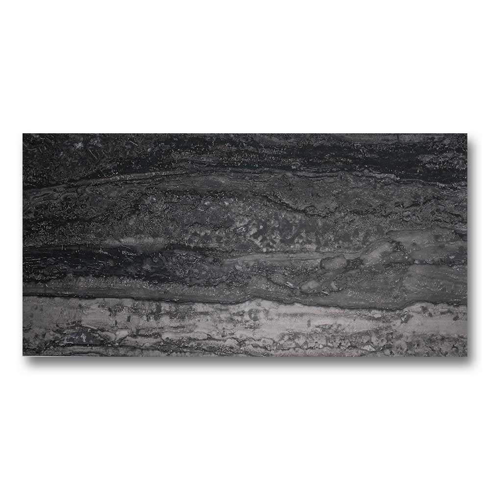 12x24 Travertine Black Matte Travertine Look Porcelain Tile