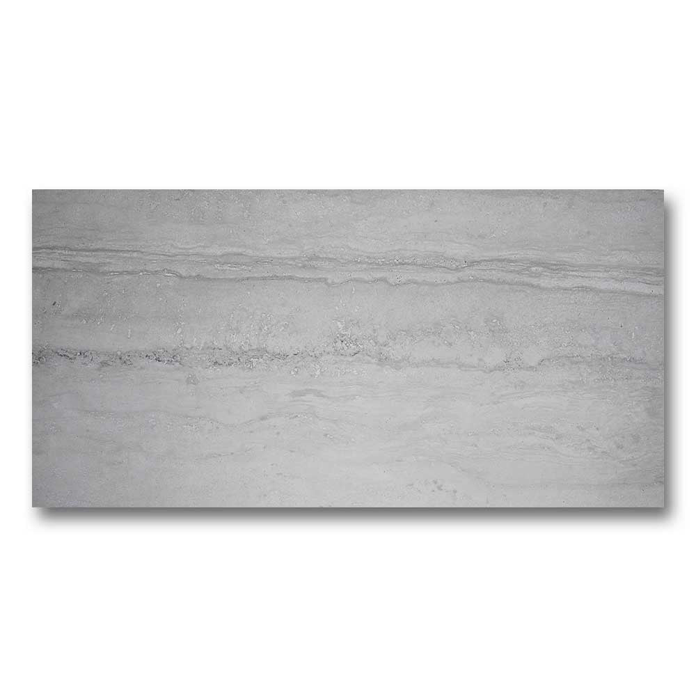 12x24 Travertine Grey Matte Travertine Look Porcelain Tile