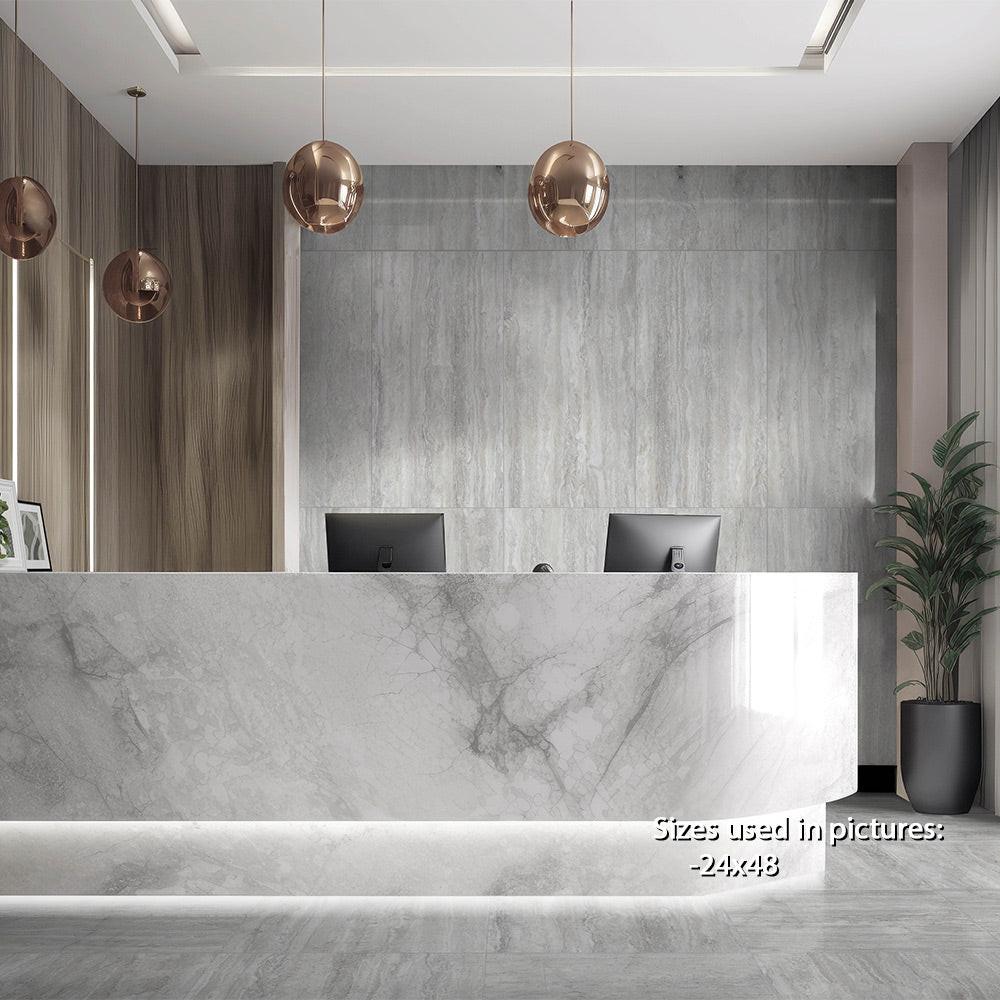 12x24 Travertine Silver Natural Porcelain Tile 12x24 Travertine Silver Natural Porcelain Tile - American Tile Depot