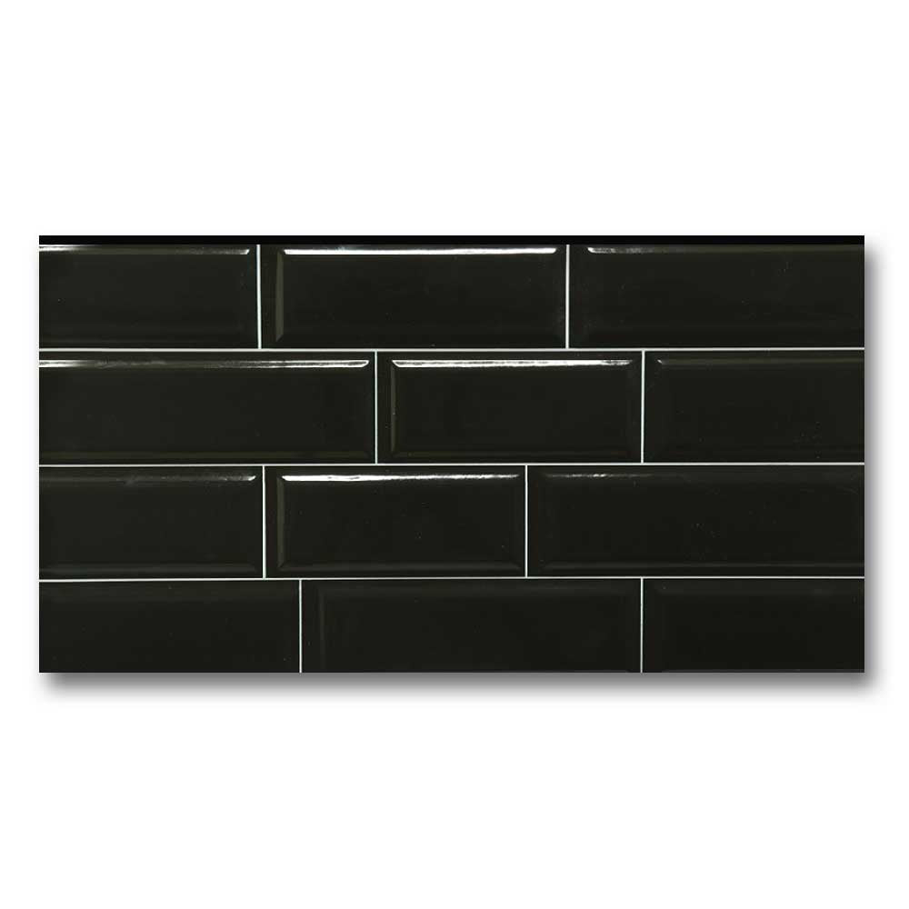 12x24 Tube Black Polished Solid Color Ceramic Tile