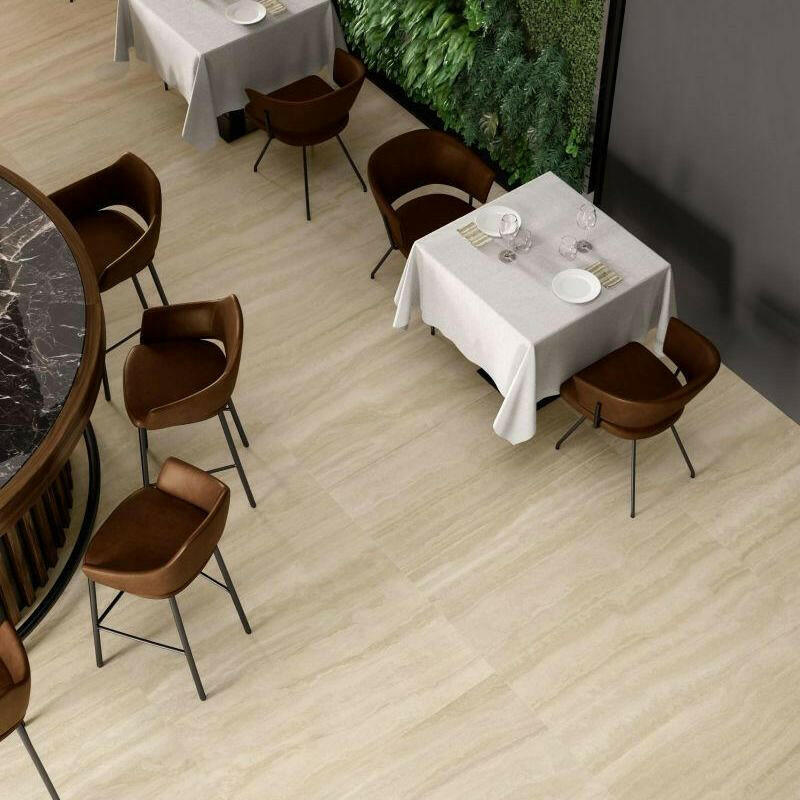 12x24 Viaura Vein Cut Beige Matte Travertine Look Porcelain Tile 12x24 Viaura Vein Cut Beige Matte Travertine Look Porcelain Tile - American Tile Depot