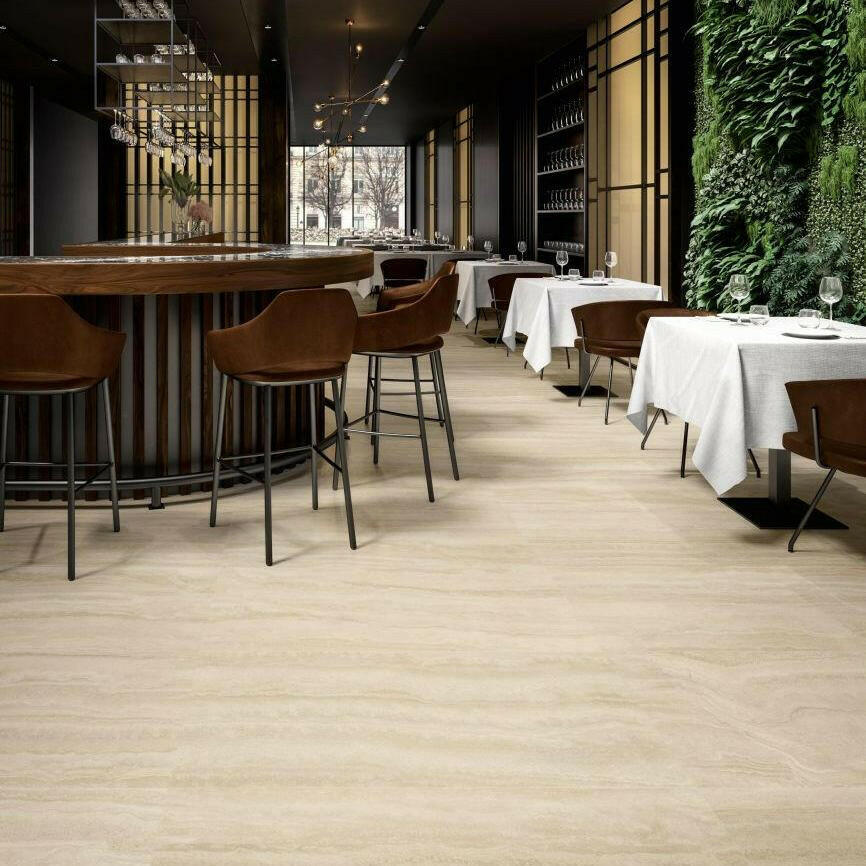 12x24 Viaura Vein Cut Beige Matte Travertine Look Porcelain Tile 12x24 Viaura Vein Cut Beige Matte Travertine Look Porcelain Tile - American Tile Depot