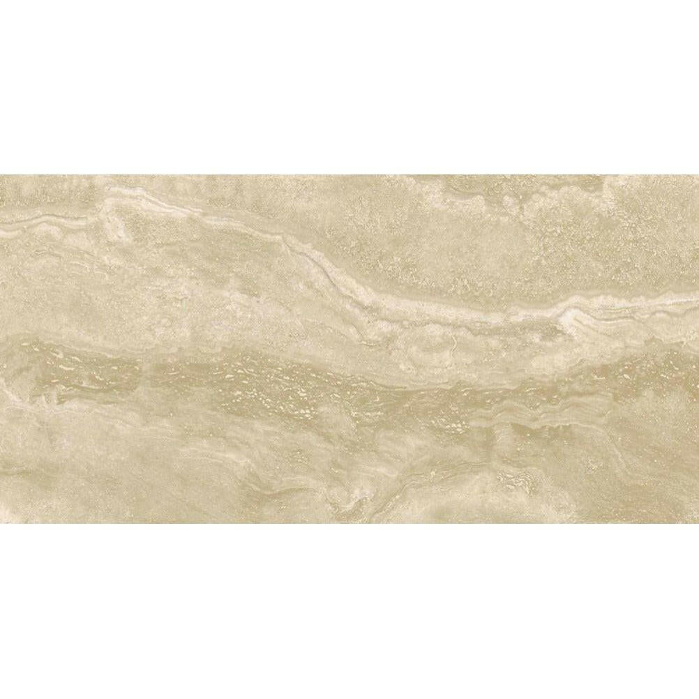 12x24 Viaura Vein Cut Beige Polished Travertine Look Porcelain Tile 12x24 Viaura Vein Cut Beige Polished Travertine Look Porcelain Tile - American Tile Depot