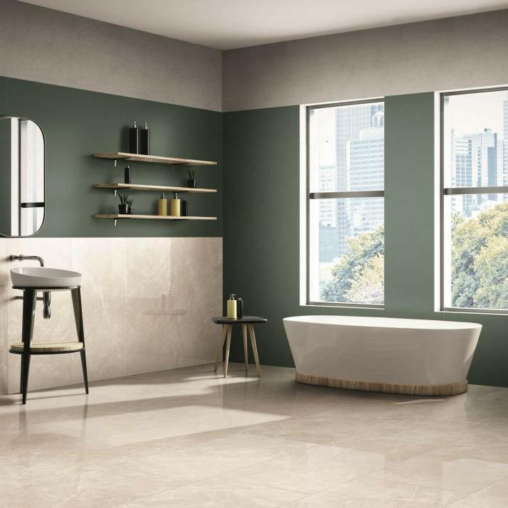 12x24 Virelia Cream Luc Glossy Marble Look Porcelain Tile 12x24 Virelia Cream Luc Glossy Marble Look Porcelain Tile - American Tile Depot