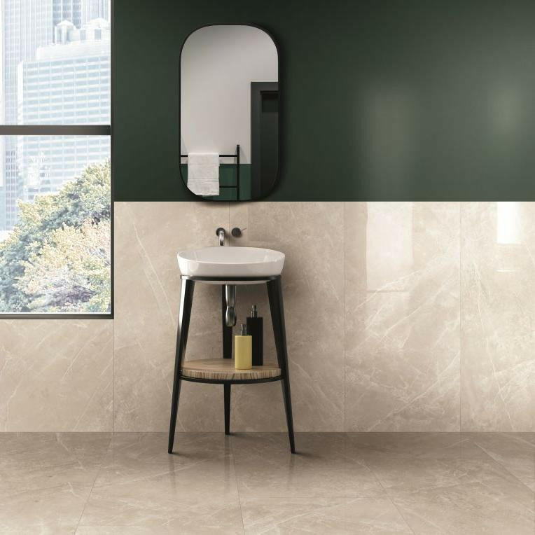12x24 Virelia Cream Luc Glossy Marble Look Porcelain Tile 12x24 Virelia Cream Luc Glossy Marble Look Porcelain Tile - American Tile Depot