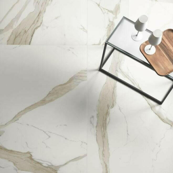 12x24 Virello Calacatta Grip Matte Marble Look Porcelain Tile 12x24 Virello Calacatta Grip Matte Marble Look Porcelain Tile - American Tile Depot
