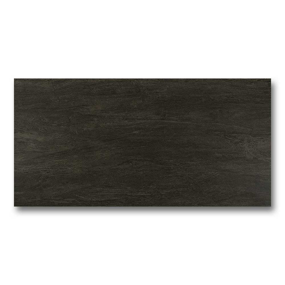 12x24 Vivo Black Natural Travertine Look Porcelain Tile