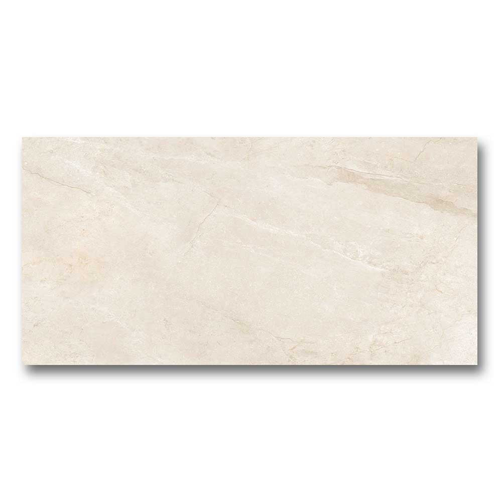 12x24 Wells Ivory Polished Marble Look Porcelain Tile