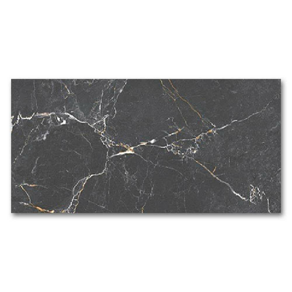 12x24 Port Nuit Black Marble Look Matte Porcelain Tile