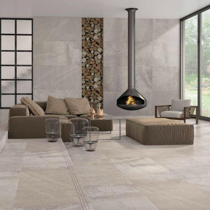 12x25 Sandrya Grey Lappato Stone Look Polished Porcelain Tile 12x25 Sandrya Grey Lappato Stone Look Polished Porcelain Tile - American Tile Depot