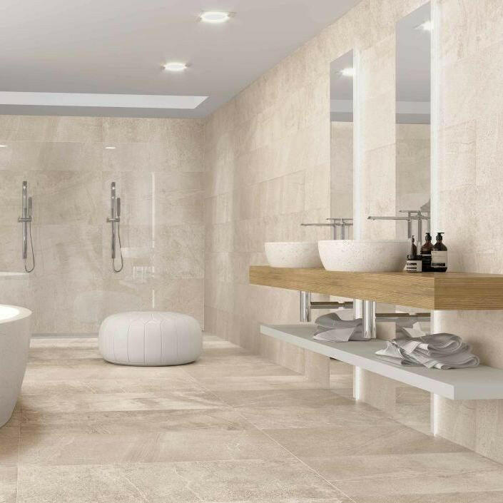 12x25 Sandrya Sand Lappato Stone Look Polished Porcelain Tile 12x25 Sandrya Sand Lappato Stone Look Polished Porcelain Tile - American Tile Depot
