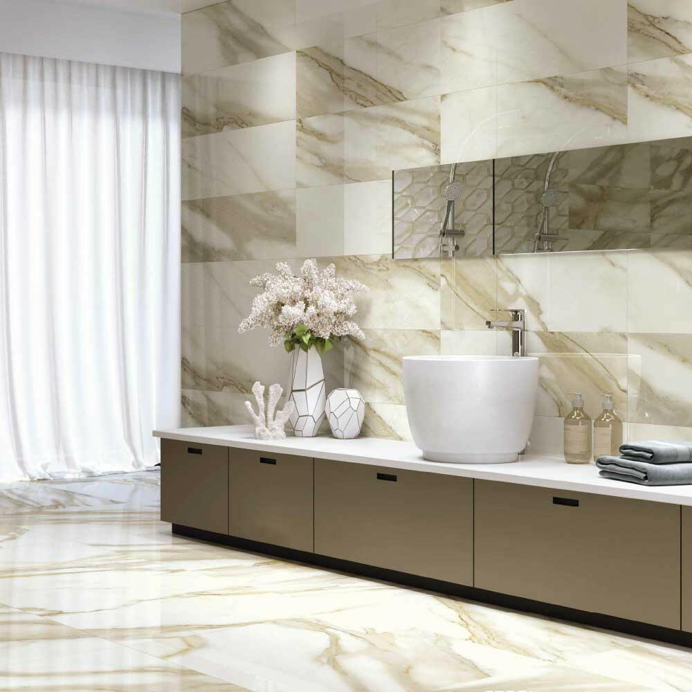 12x36 Calacatta Glossy Marble Look Porcelain Wall Tile 12x36 Calacatta Glossy Marble Look Porcelain Wall Tile - American Tile Depot