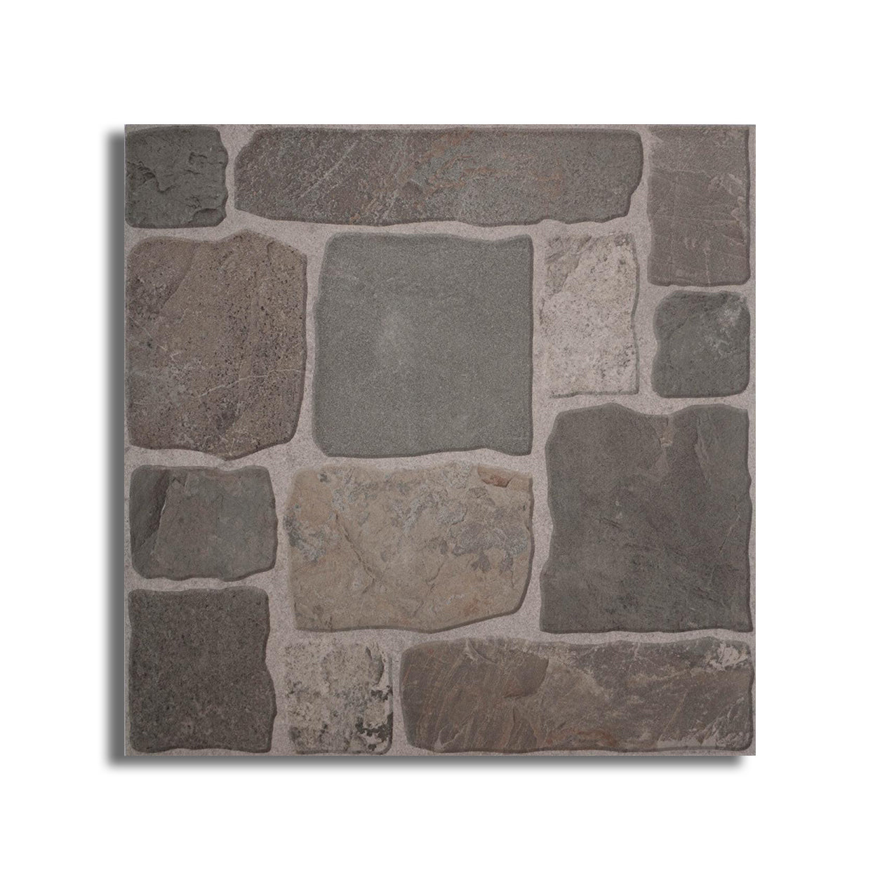 16x16 Castrum Grey Matte Flagstone Look Ceramic Tile - American Tile Depot