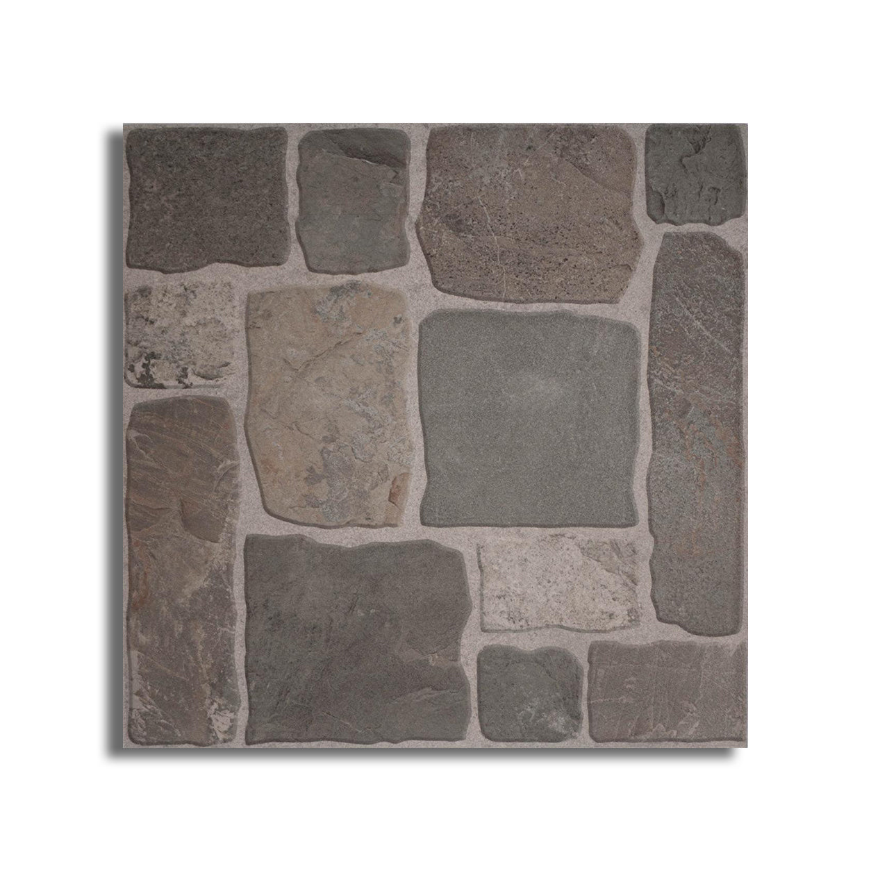 16x16 Castrum Grey Matte Flagstone Look Ceramic Tile - American Tile Depot