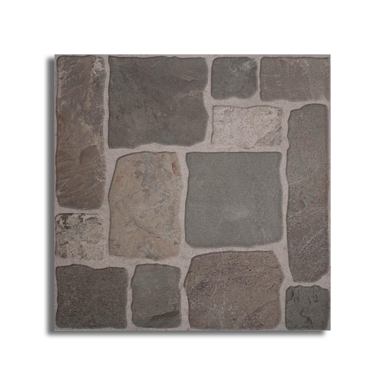 16x16 Castrum Grey Matte Flagstone Look Ceramic Tile - American Tile Depot
