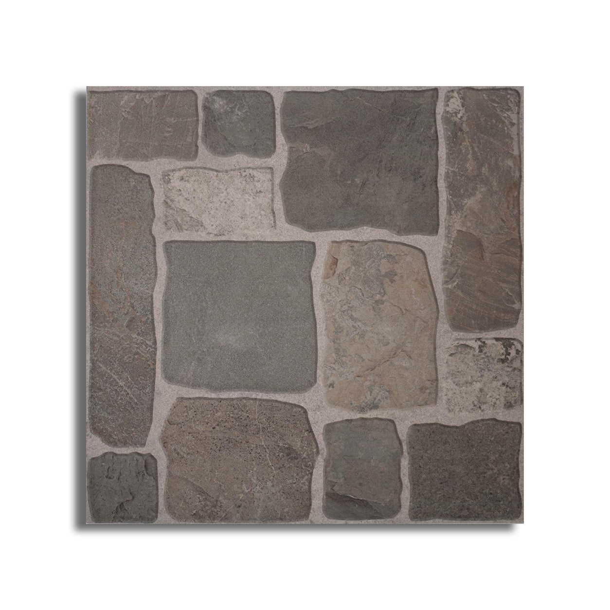 16x16 Castrum Grey Matte Flagstone Look Ceramic Tile - American Tile Depot