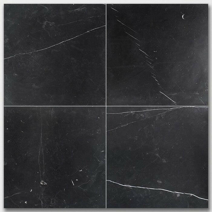 18x18 Black Marquina Marble Honed Tile 18x18 Black Marquina Marble Honed Tile - American Tile Depot