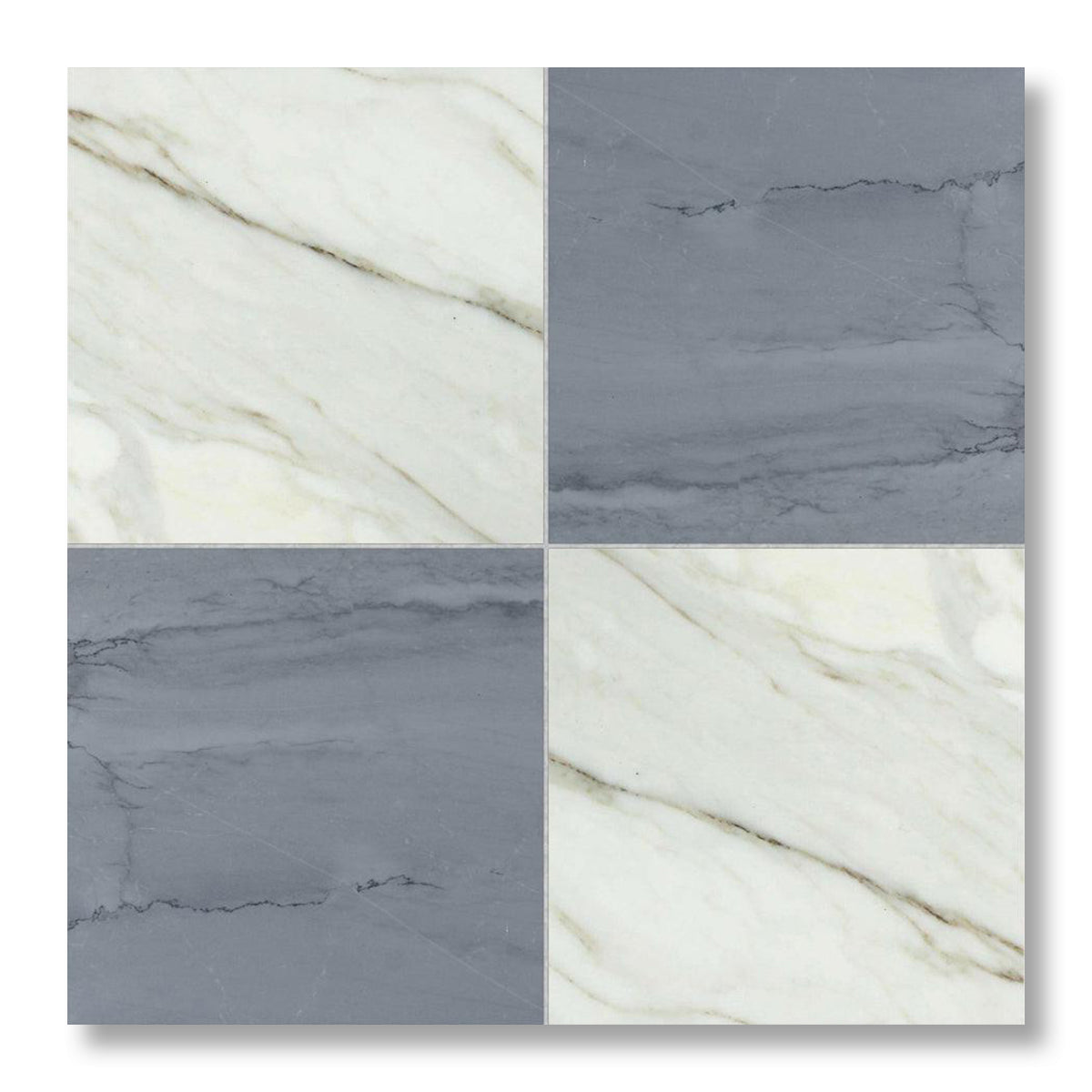 18x18 Checkerboard Tile - Bardiglio Imperiale & Calacatta Gold Honed Marble - American Tile Depot