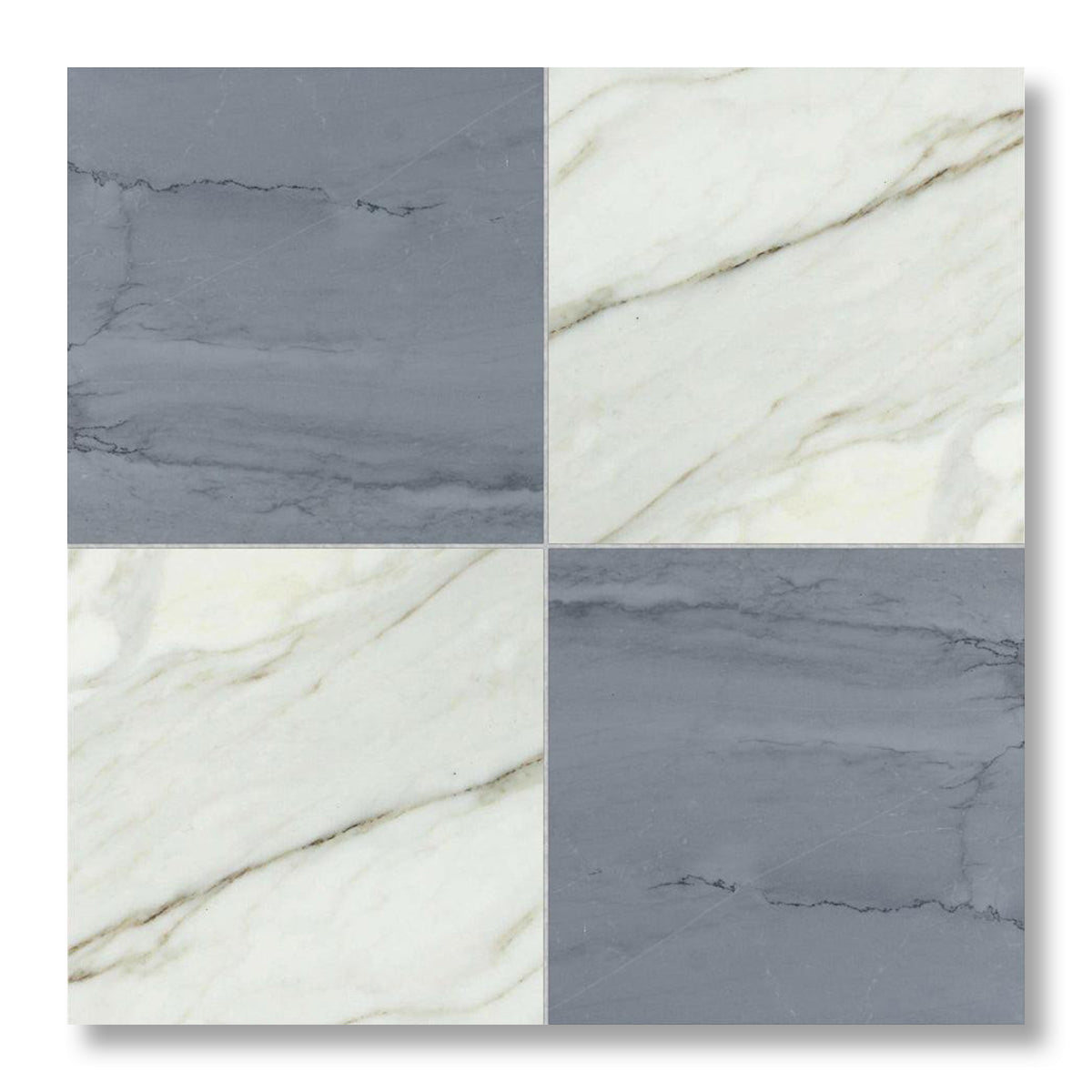 18x18 Checkerboard Tile - Bardiglio Imperiale & Calacatta Gold Honed Marble - American Tile Depot